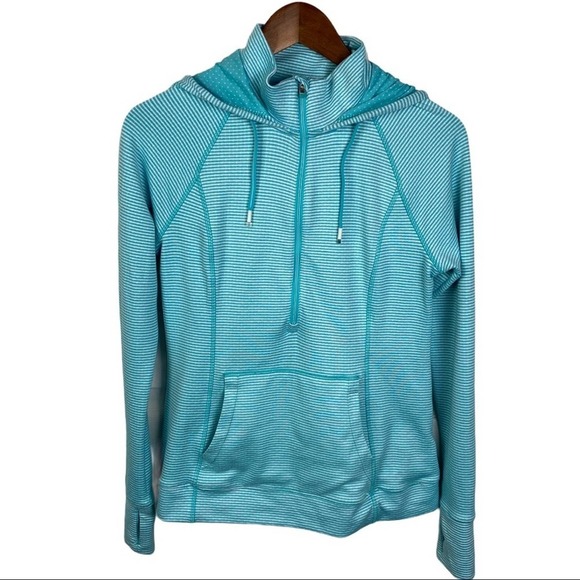 Tangerine Half Zip Striped Hoodie Size Small - Picture 1 of 7